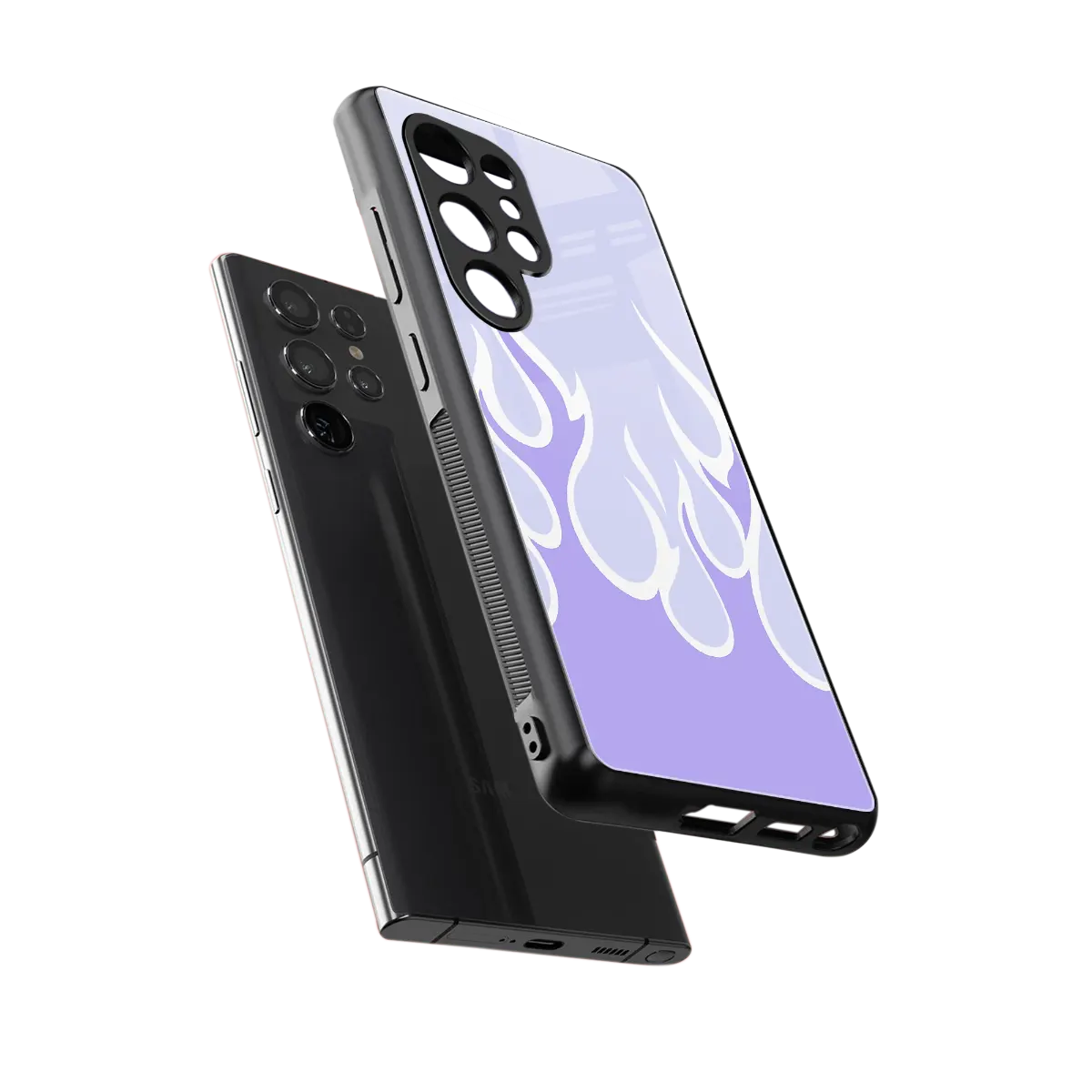 Y2K Retro Purple Flames sleek samsung galaxy s25 ultra cover with tempered glass back and TPU edges
