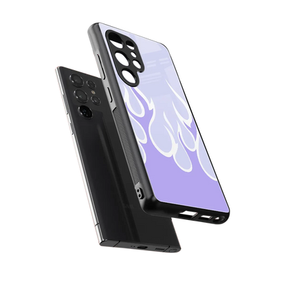 Y2K Retro Purple Flames sleek samsung galaxy s25 ultra cover with tempered glass back and TPU edges
