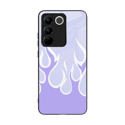 Y2K Retro Purple Flames back phone cover | glass case for vivo v27 5g