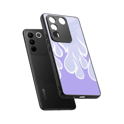 Y2K Retro Purple Flames sleek vivo v27 5g cover with tempered glass back and TPU edges