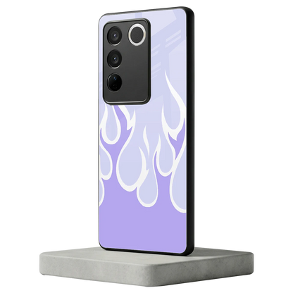 Y2K Retro Purple Flames vivo v27 5g mobile cover | shockproof glass phone case