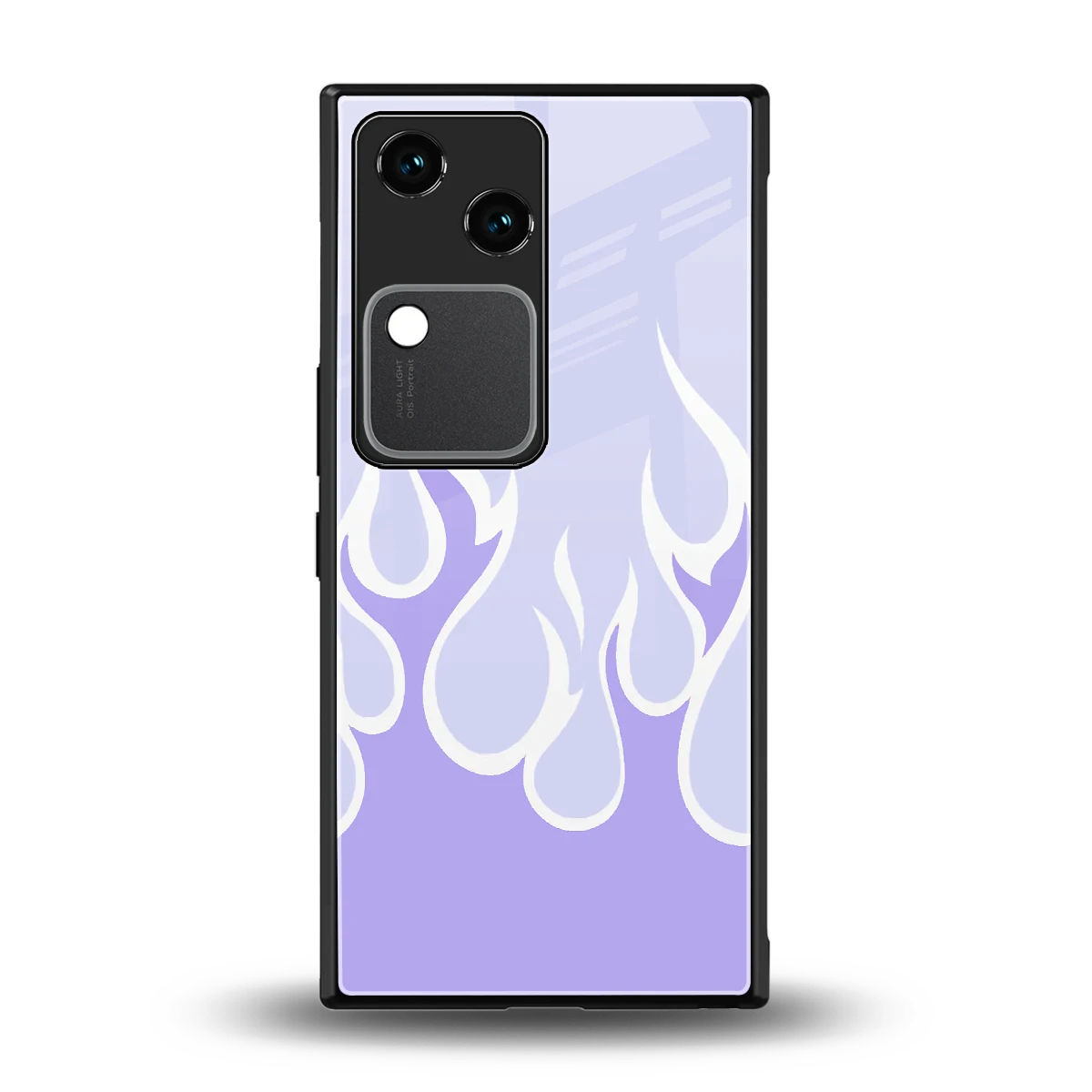 Y2K Retro Purple Flames back phone cover | glass case for vivo v30