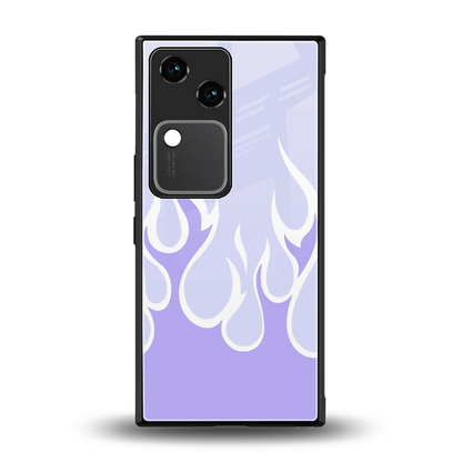 Y2K Retro Purple Flames back phone cover | glass case for vivo v30