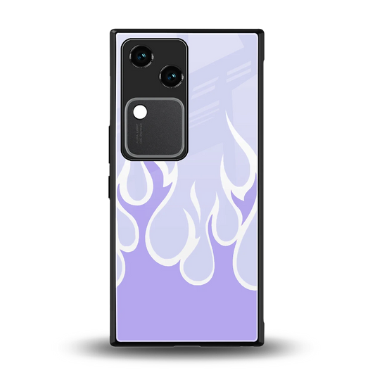 Y2K Retro Purple Flames back phone cover | glass case for vivo v30