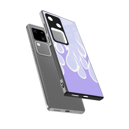 Y2K Retro Purple Flames sleek vivo v30 cover with tempered glass back and TPU edges