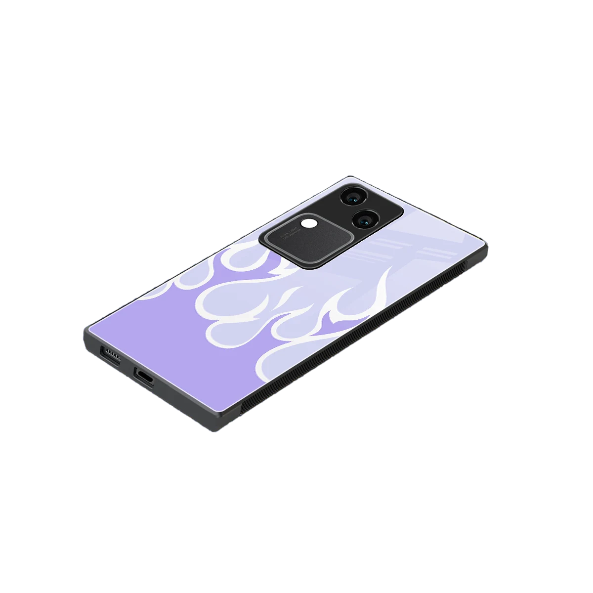 Y2K Retro Purple Flames stylish phone case for vivo v30 | glossy glass and slim fit