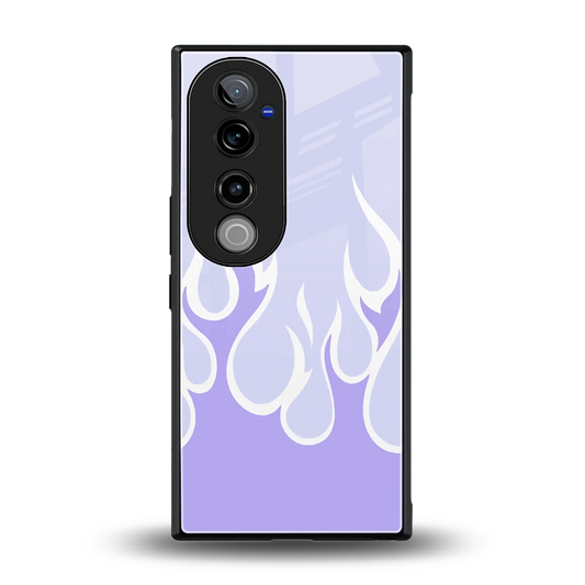 Y2K Retro Purple Flames back phone cover | glass case for vivo v40 pro