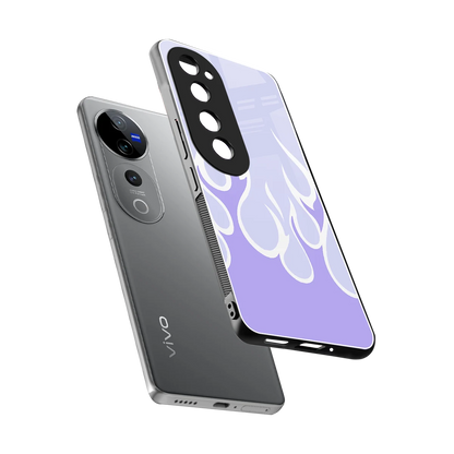 Y2K Retro Purple Flames sleek vivo v40 pro cover with tempered glass back and TPU edges