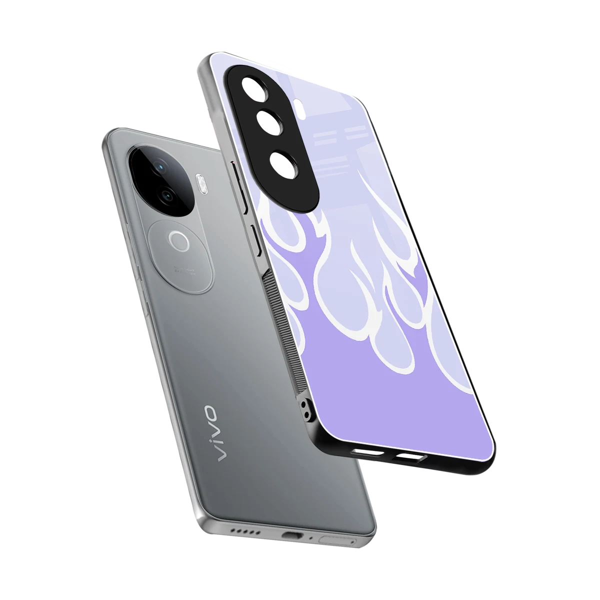 Y2K Retro Purple Flames sleek vivo v40e cover with tempered glass back and TPU edges