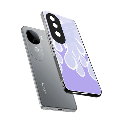 Y2K Retro Purple Flames sleek vivo v40e cover with tempered glass back and TPU edges