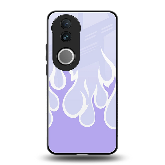 Y2K Retro Purple Flames back phone cover | glass case for vivo v50
