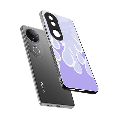 Y2K Retro Purple Flames sleek vivo v50 cover with tempered glass back and TPU edges