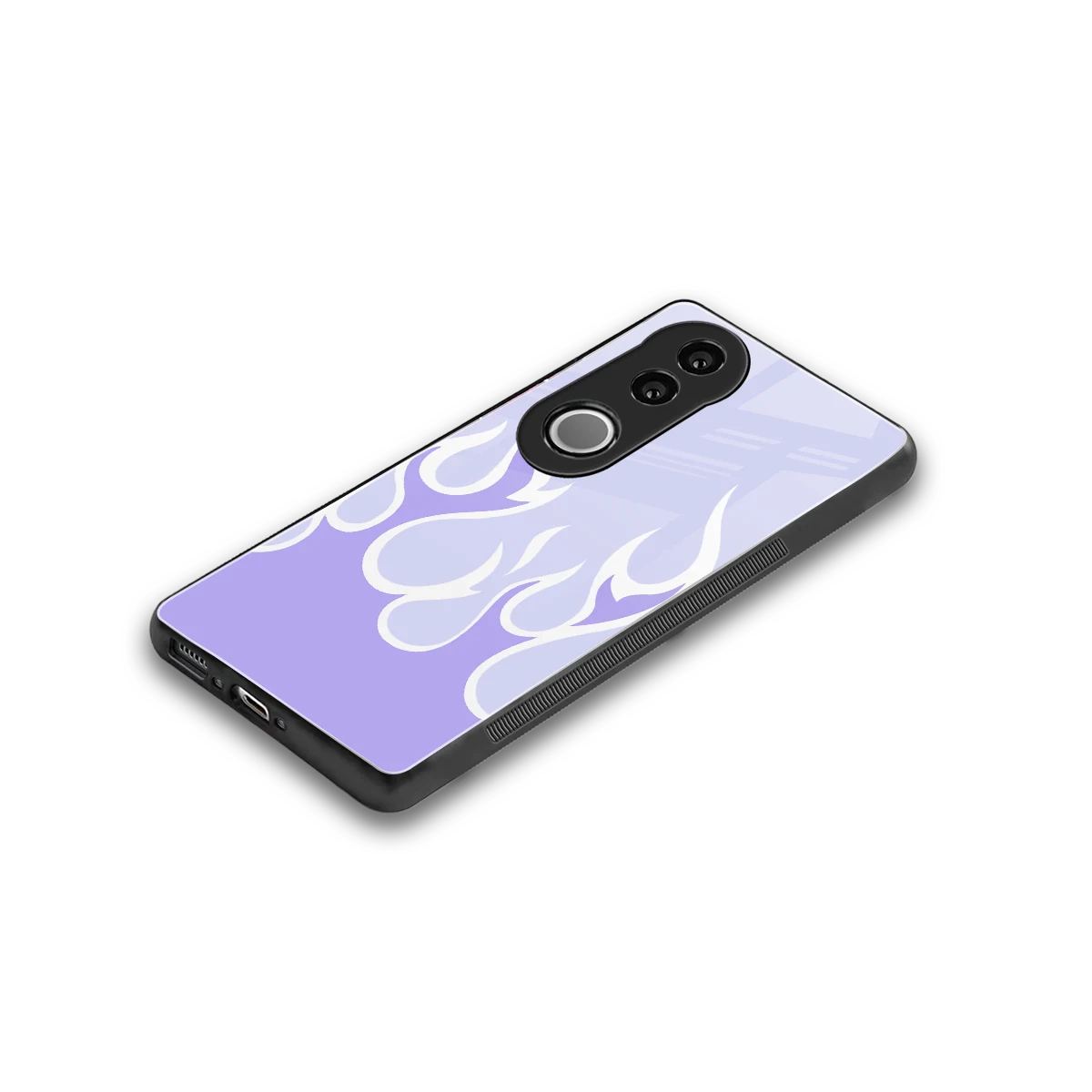 Y2K Retro Purple Flames stylish phone case for vivo v50 | glossy glass and slim fit