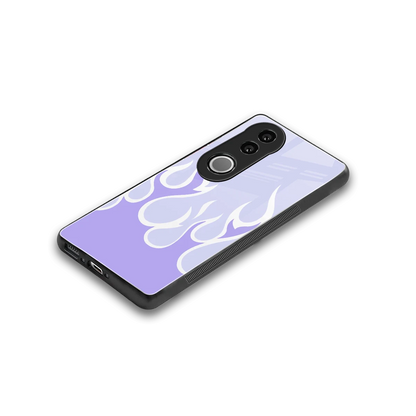 Y2K Retro Purple Flames stylish phone case for vivo v50 | glossy glass and slim fit