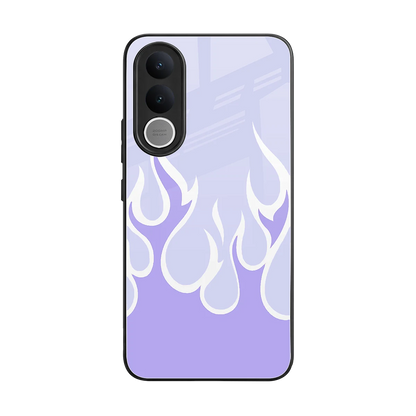 Y2K Retro Purple Flames back phone cover | glass case for vivo v70 fe