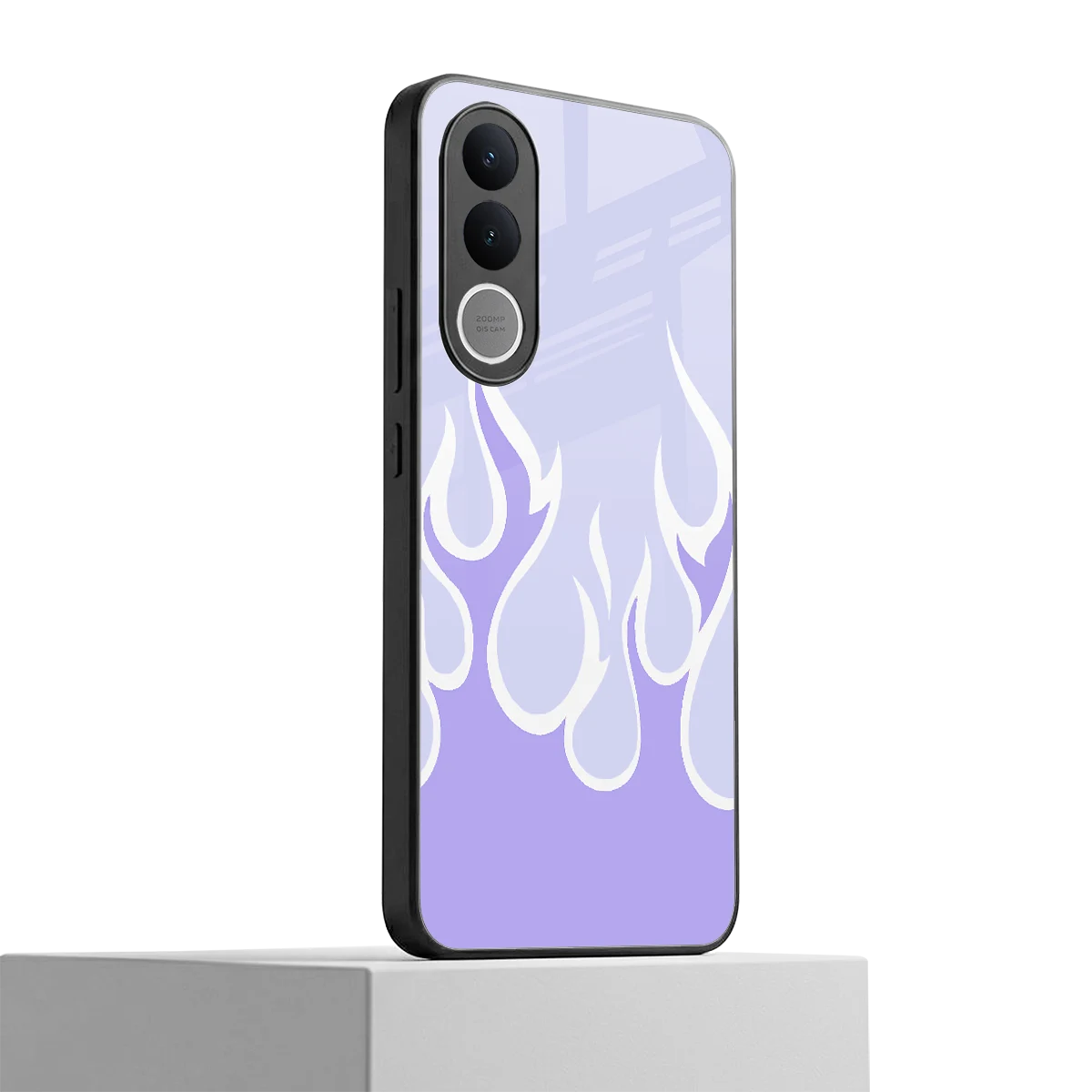 Y2K Retro Purple Flames vivo v70 fe mobile cover | shockproof glass phone case