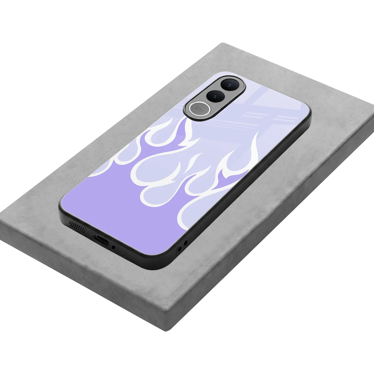 Y2K Retro Purple Flames stylish phone case for vivo v70 fe | glossy glass and slim fit