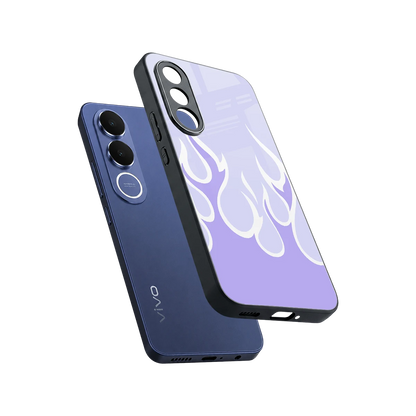 Y2K Retro Purple Flames sleek vivo v70 fe cover with tempered glass back and TPU edges
