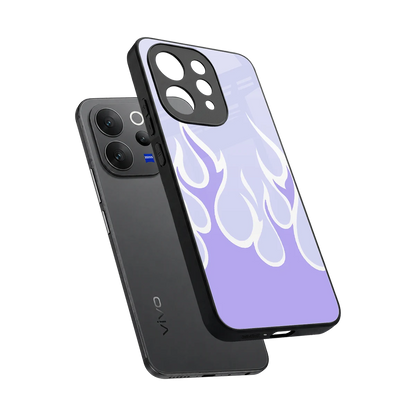 Y2K Retro Purple Flames sleek vivo v70 elite cover with tempered glass back and TPU edges