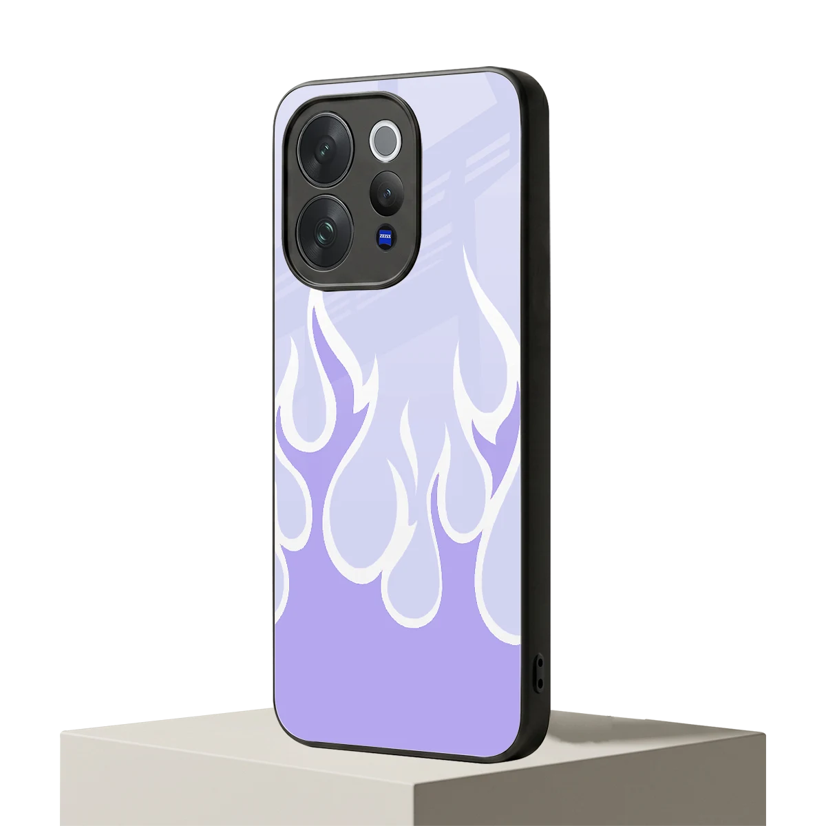 Y2K Retro Purple Flames vivo v70 elite mobile cover | shockproof glass phone case