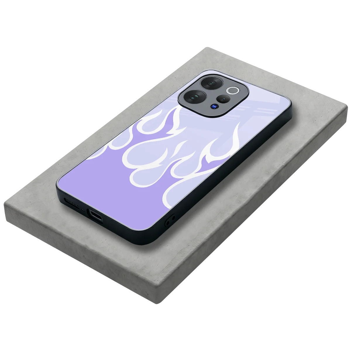 Y2K Retro Purple Flames stylish phone case for vivo v70 | glossy glass and slim fit