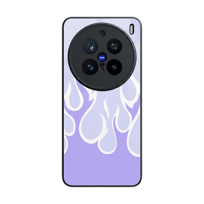 Y2K Retro Purple Flames back phone cover | glass case for vivo x200 pro