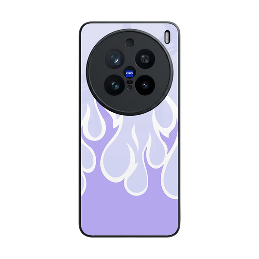 Y2K Retro Purple Flames back phone cover | glass case for vivo x200 pro