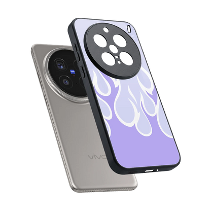 Y2K Retro Purple Flames sleek vivo x200 pro cover with tempered glass back and TPU edges
