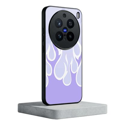 Y2K Retro Purple Flames vivo x200 pro mobile cover | shockproof glass phone case