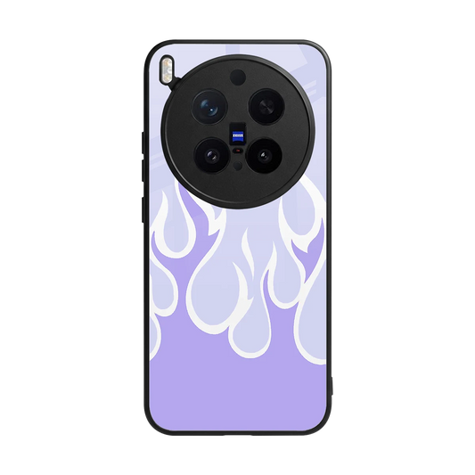 Y2K Retro Purple Flames back phone cover | glass case for vivo x300 pro