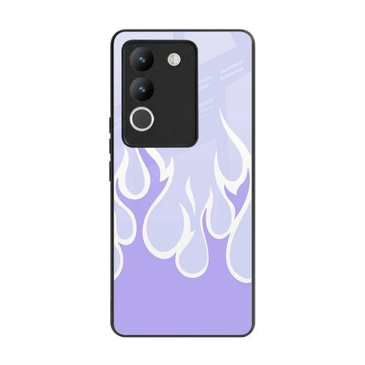 Y2K Retro Purple Flames back phone cover | glass case for vivo y200 5g