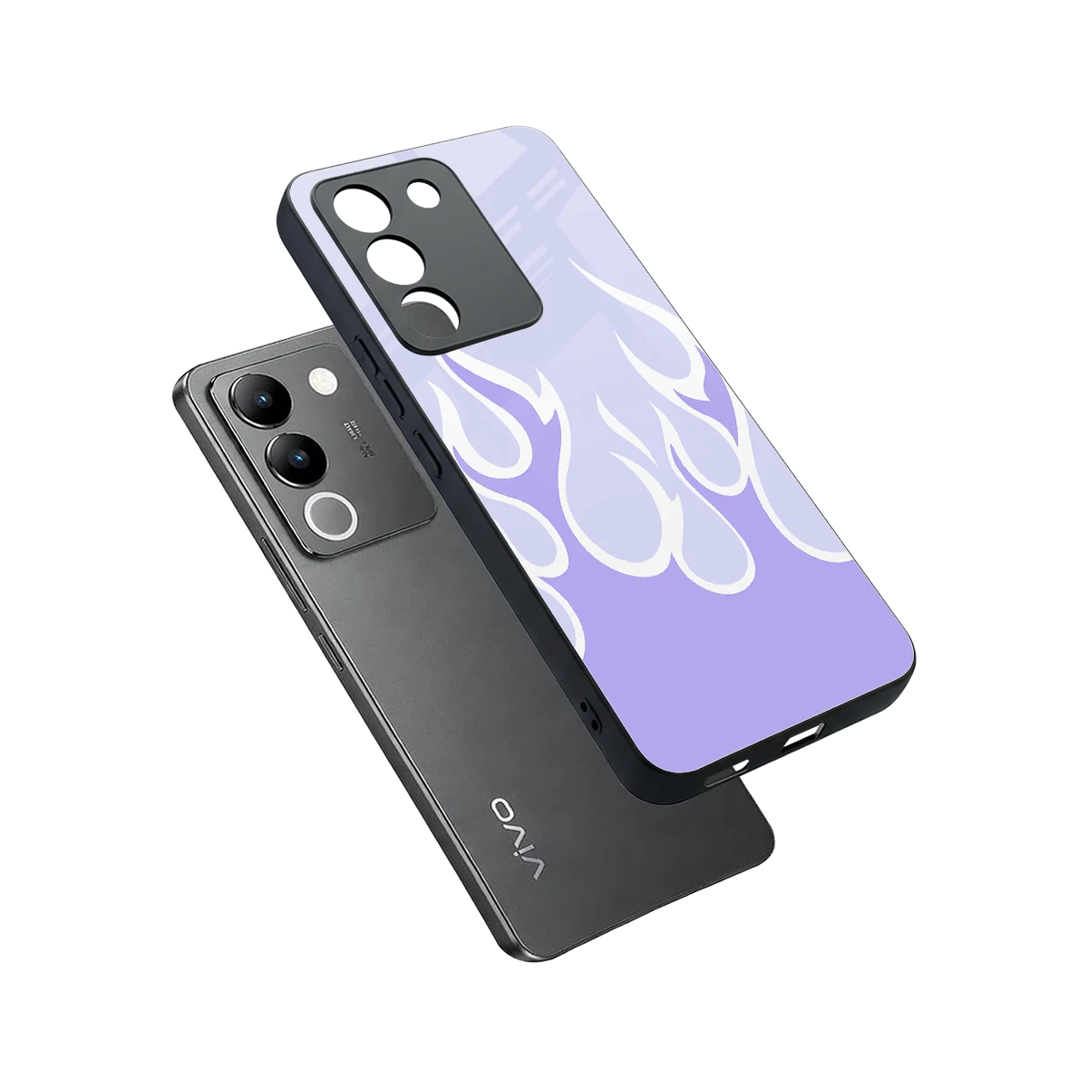 Y2K Retro Purple Flames sleek vivo y200 5g cover with tempered glass back and TPU edges