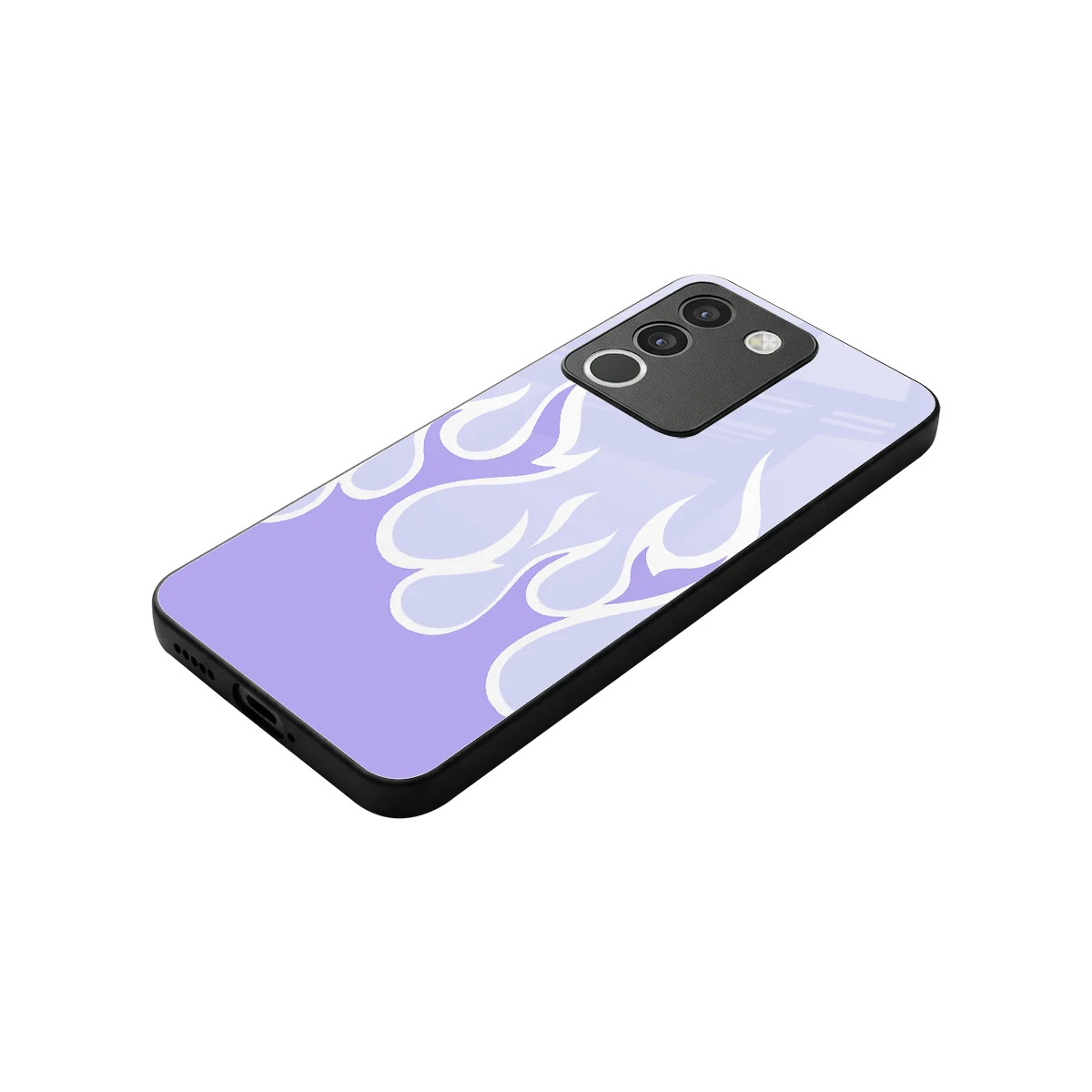 Y2K Retro Purple Flames stylish phone case for vivo y200 5g | glossy glass and slim fit