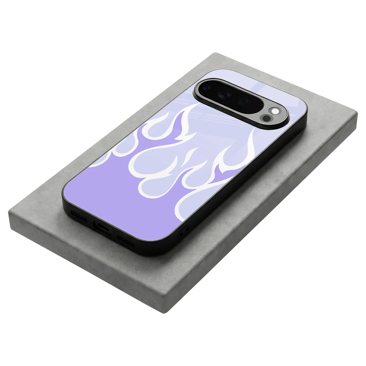 Y2K Retro Purple Flames stylish phone case for google pixel 10 pro | glossy glass and slim fit
