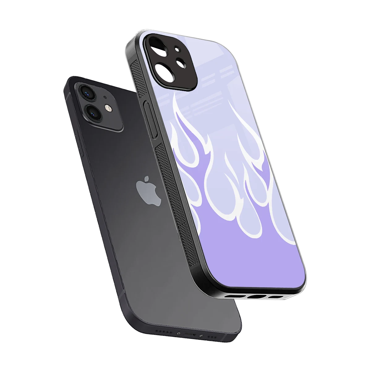 Y2K Retro Purple Flames sleek iphone 11 cover with tempered glass back and TPU edges