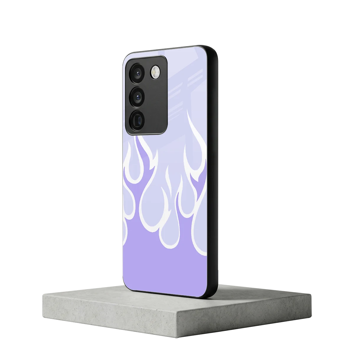 Y2K Retro Purple Flames vivo y200 5g mobile cover | shockproof glass phone case