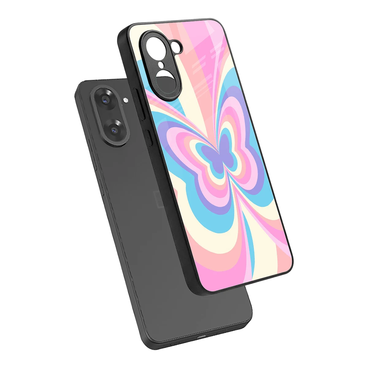 Y2K Vibrant Butterfly sleek oneplus nord ce5 5g cover with tempered glass back and TPU edges