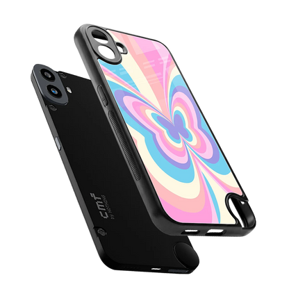 Y2K Vibrant Butterfly sleek cmf nothing phone 1 cover with tempered glass back and TPU edges