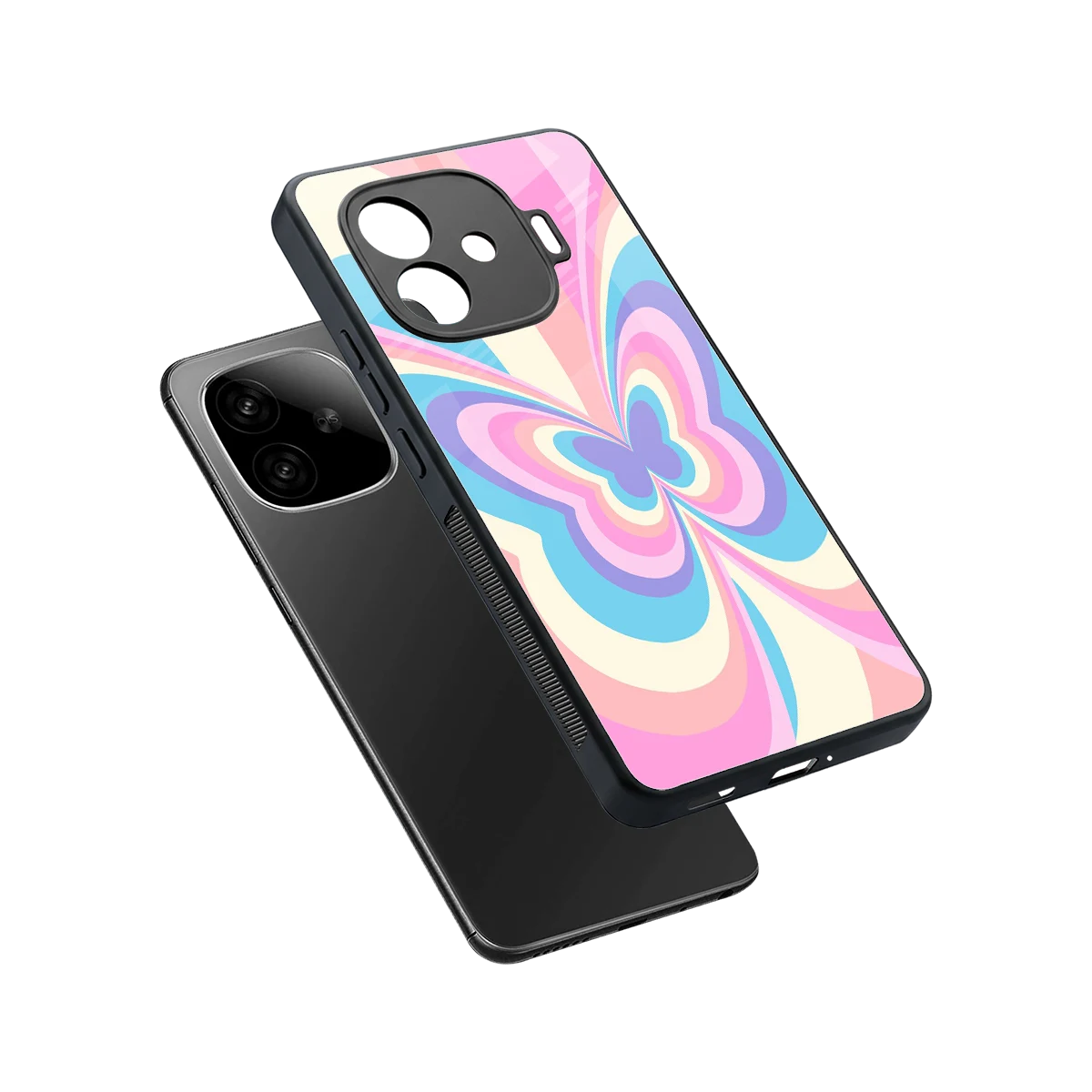 Y2K Vibrant Butterfly sleek iqoo neo 10r 5g cover with tempered glass back and TPU edges