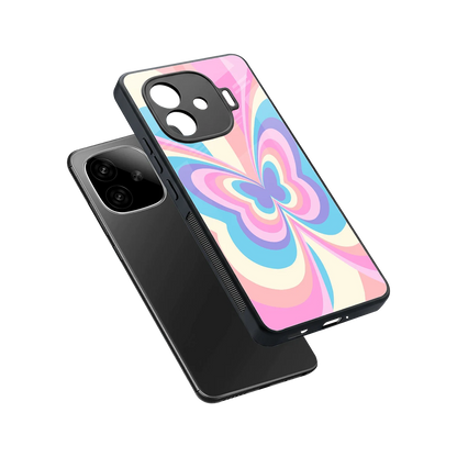 Y2K Vibrant Butterfly sleek iqoo neo 10r 5g cover with tempered glass back and TPU edges