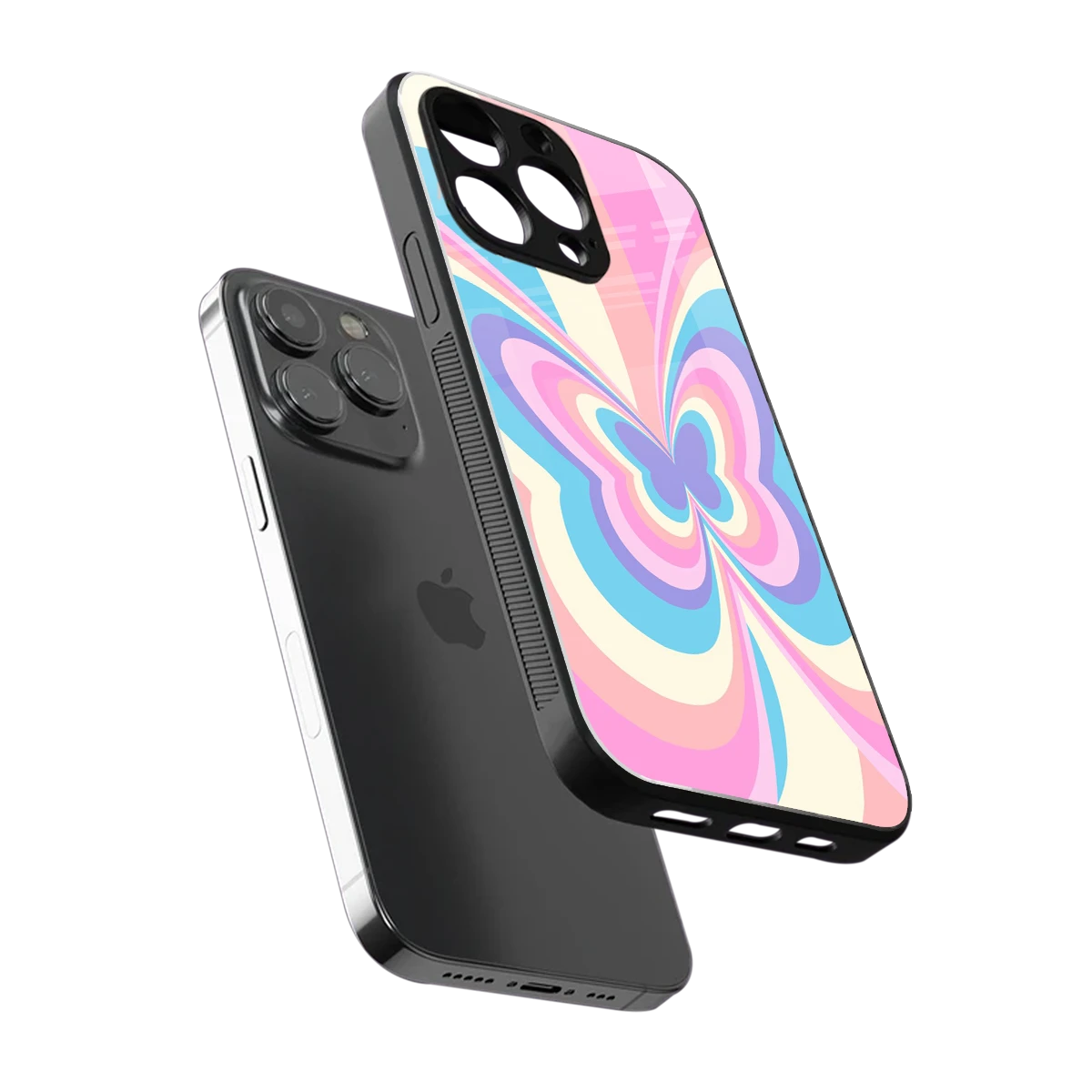 Y2K Vibrant Butterfly sleek iphone 14 pro max cover with tempered glass back and TPU edges