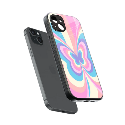 Y2K Vibrant Butterfly sleek iphone 14 plus cover with tempered glass back and TPU edges