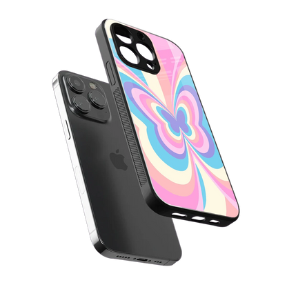 Y2K Vibrant Butterfly sleek iphone 15 pro cover with tempered glass back and TPU edges