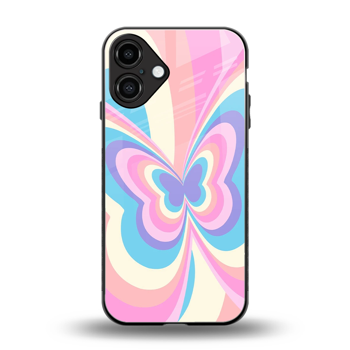 Y2K Vibrant Butterfly back phone cover | glass case for iphone 16 plus