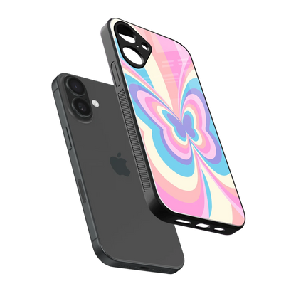 Y2K Vibrant Butterfly sleek iphone 16 plus cover with tempered glass back and TPU edges