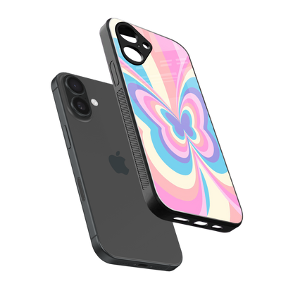 Y2K Vibrant Butterfly sleek iPhone 16 cover with tempered glass back and TPU edges