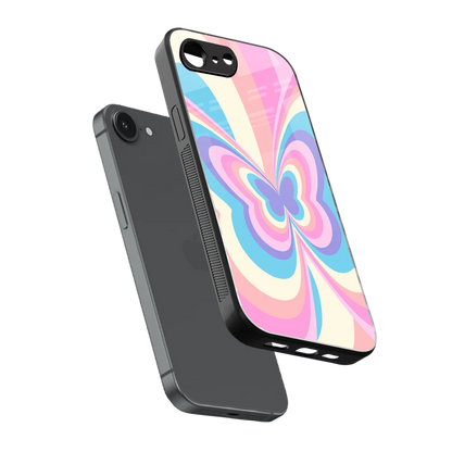 Y2K Vibrant Butterfly sleek iphone 17e cover with tempered glass back and TPU edges