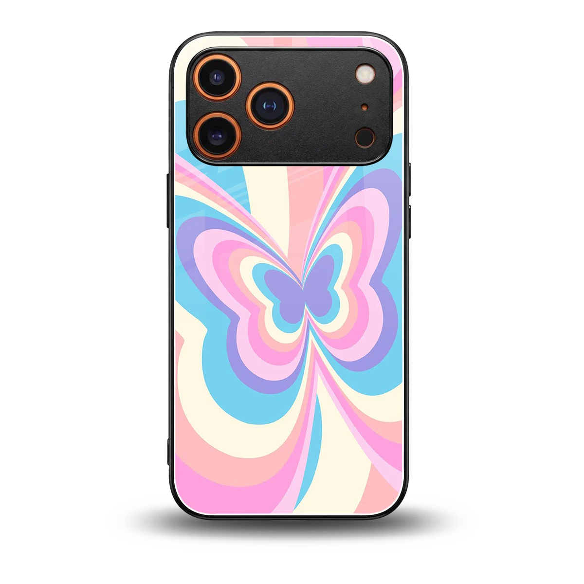 Y2K Vibrant Butterfly back phone cover | glass case for iphone 17 pro max