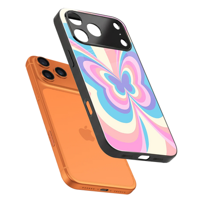 Y2K Vibrant Butterfly sleek iphone 17 pro max cover with tempered glass back and TPU edges