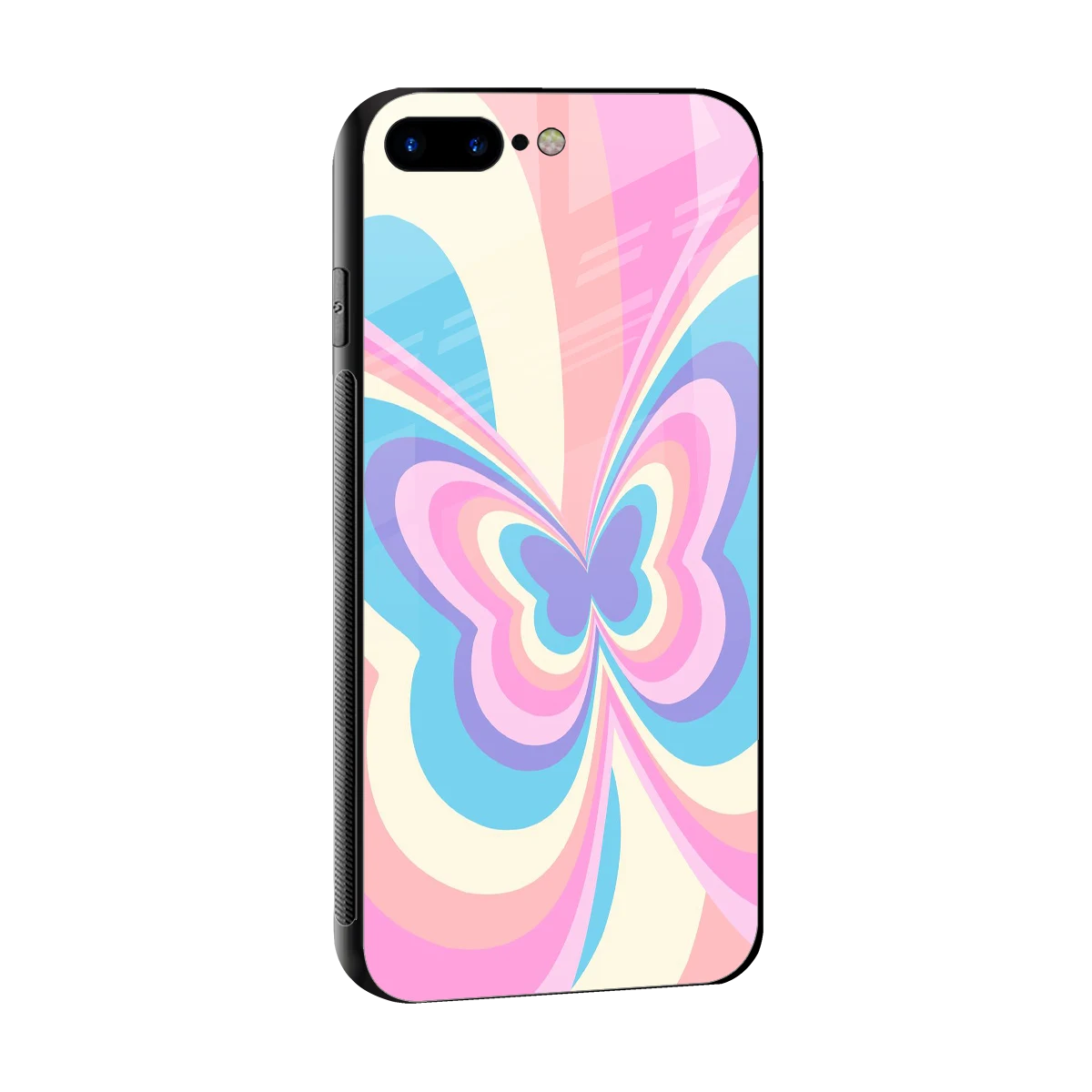 Y2K Vibrant Butterfly sleek iphone 8 plus cover with tempered glass back and TPU edges